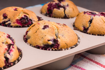 prepare homemade muffins in the form of baking