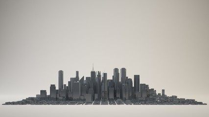 3d rendering of a white city on a bright background