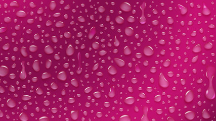 Background of water drops of different shapes with shadows in pink colors