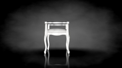 3d rendering of a white chair on a black background