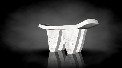 3d rendering of a white chair on a black background