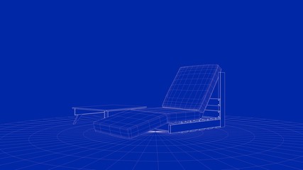 3d rendering of an outline chair object