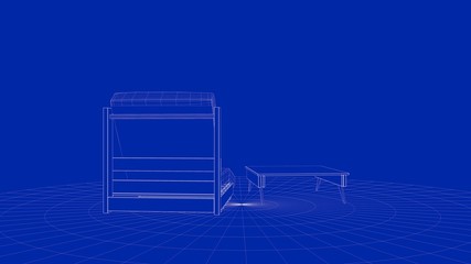 3d rendering of an outline chair object