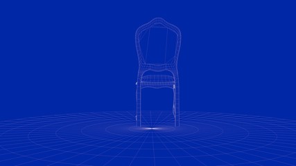 3d rendering of an outline chair object