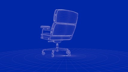 3d rendering of an outline chair object