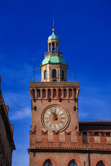 Bologna medieval Clock Tower in Piazza Grande (Major Square)