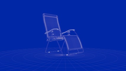 3d rendering of an outline chair object