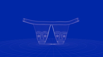 3d rendering of an outline chair object