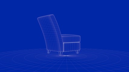 3d rendering of an outline chair object