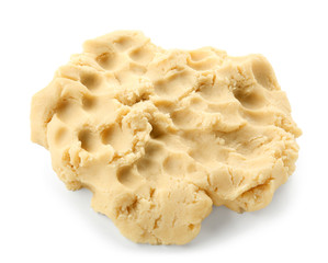 Raw dough on white background
