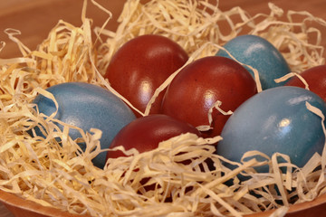 Easter eggs on the straw