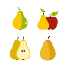Pear icon set, flat style