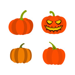 Pumpkin icon set, flat style