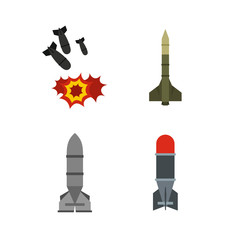 Rocket icon set, flat style