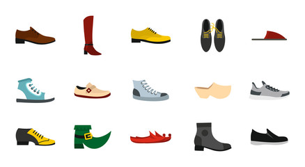 Shoes icon set, flat style