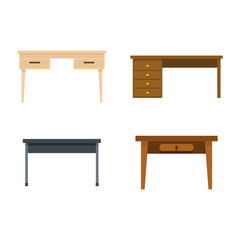 Table icon set, flat style