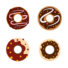 Fototapeta premium Donut icon set, flat style