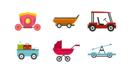 Cart icon set, flat style