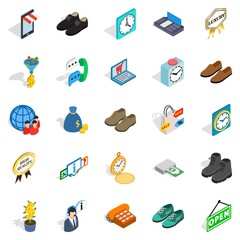 Business help icons set, isometric style