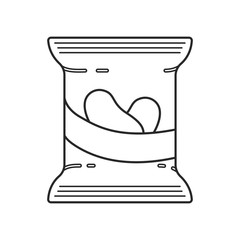 Icon line bag of chips from potatoes