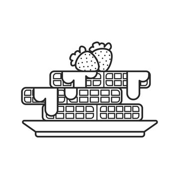 recommend clip art: Icon line viennese waffles with strawberry