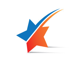 vector of star logo template with shadow in the leg. star move illustration