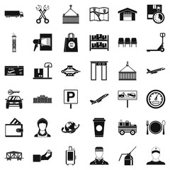 Barcode icons set, simple style
