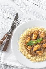Pasta with korma sauce
