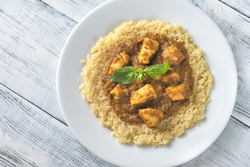 Pasta with korma sauce