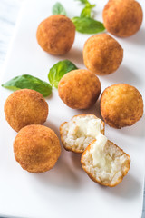 Arancini on the white plate