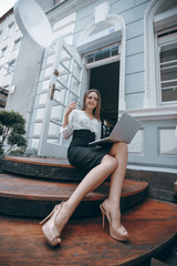 businesswoman working outdoors