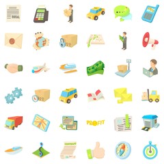 Service icons set, cartoon style