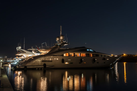 Luxurious Yacht Illuminated
