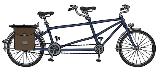 The classic blue tandem bicycle