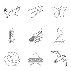 Takeoff icons set, outline style