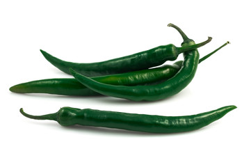 Green chili pepper isolated on white background cutout