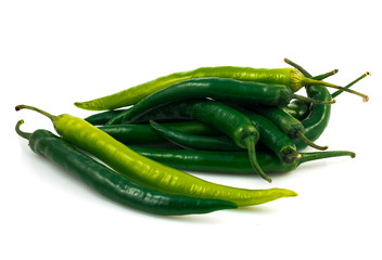 Green chili pepper isolated on white background cutout