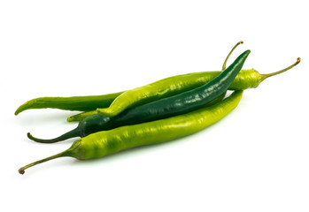 Green chili pepper isolated on white background cutout