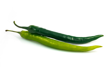 Green chili pepper isolated on white background cutout