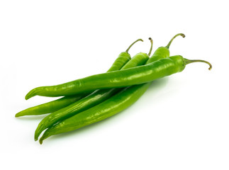 Green chili pepper isolated on white background cutout