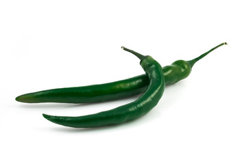 Green chili pepper isolated on white background cutout