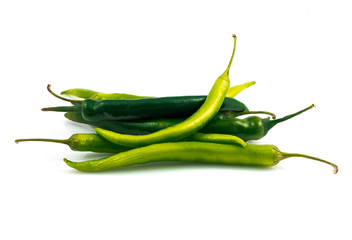 Green chili pepper isolated on white background cutout