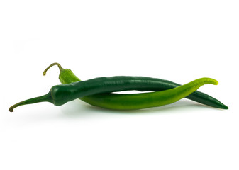 Green chili pepper isolated on white background cutout