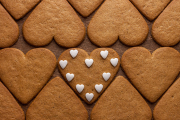 gingerbread cookies heart shaped love concept