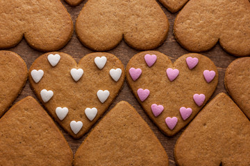 gingerbread cookies heart shaped love concept