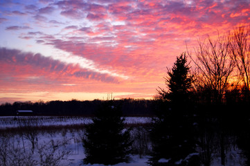Sunset over the farm
