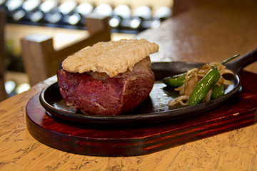 Beef steak and roasted jalapenos