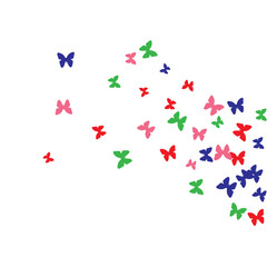 Spring Background with Colorful Butterflies. Simple Feminine Pattern for Card, Invitation, Print. Trendy Decoration with Beautiful Butterfly Silhouettes. Vector Background with Moth