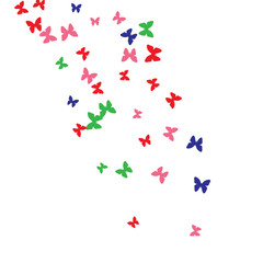 Spring Background with Colorful Butterflies. Simple Feminine Pattern for Card, Invitation, Print. Trendy Decoration with Beautiful Butterfly Silhouettes. Vector Background with Moth