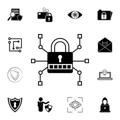 electronic lock icon. Set of cybersecurity icons. Signs, outline symbols collection, simple icons for websites, web design, mobile app, info graphics